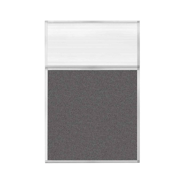 Hush Panel Configurable Cubicle Partition 4' x 6' W/ Window Charcoal Gray Fabric Clear Fluted Window